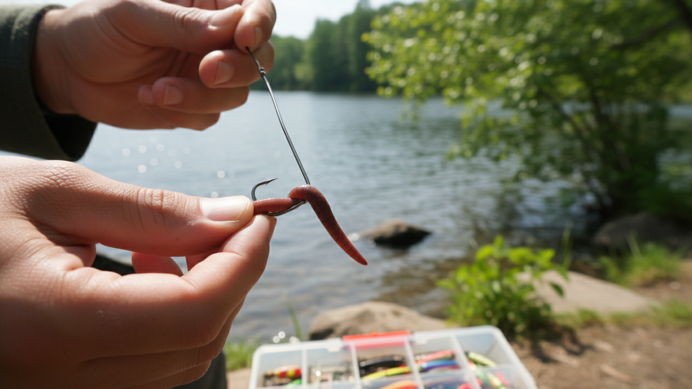 Putting bait on hook